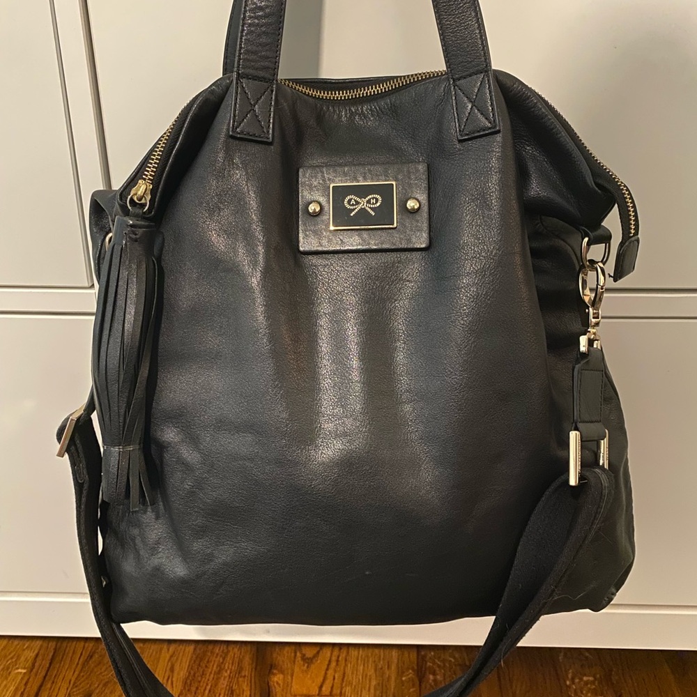 Anya Hindmarch Black Leather Tote Bag